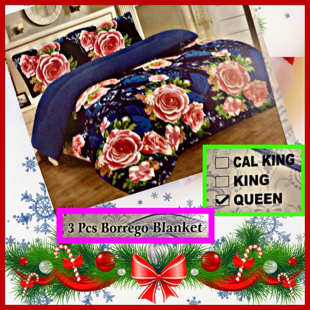 Brand new 3 pcs color blue blanket Size Queen